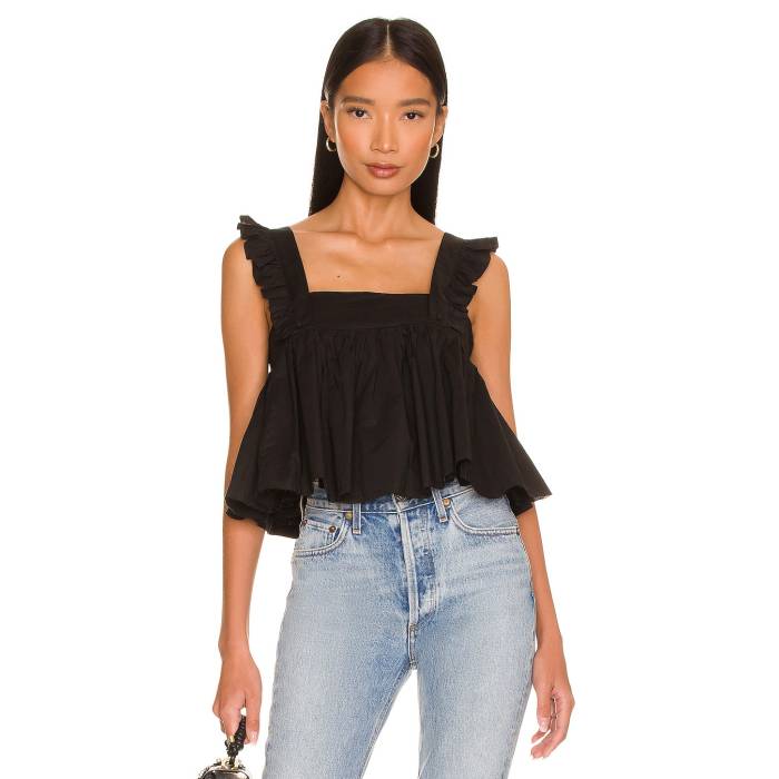 セルキー Selkie 【 The Caviar Ruffle Apron Top Women Black 】 レディースファッション トップス タンクトップ レディース 黒色 ブラック