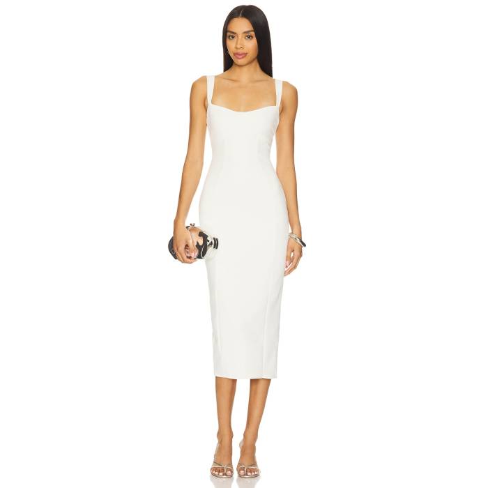 åɥꥫ Good American  Scuba Crystal Sweetheart Midi Dress Women Cloud White001  ɥ쥹 ǥեå ɥ쥹 ǥ
