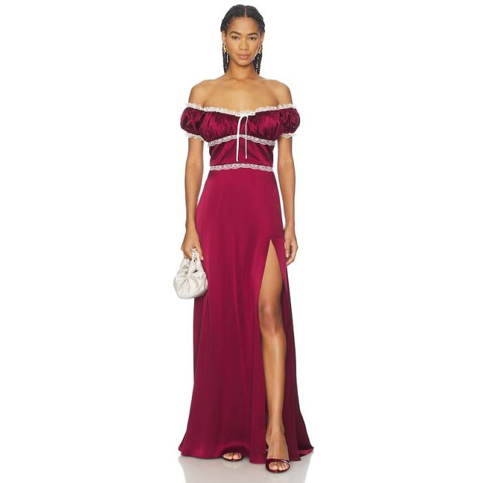 Tanner Fletcher 【 Darlene Off The Shoulder Gown Women Oxblood 】 レディース 赤・オックスブラッド