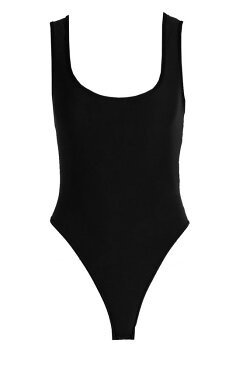 ブーフー BOOHOO ボディースーツ 黒色 ブラック レディース 【 BOOHOO SLINKY SCOOP NECK BODYSUIT BLACK 】