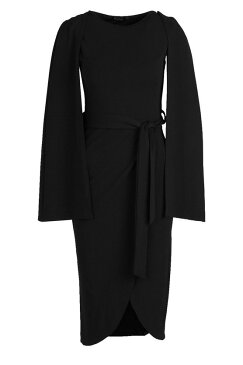 BOOHOO TALL ドレス 黒 ブラック 【 BLACK BOOHOO TALL CAPE TAILORED BELTED MIDI DRESS 】 レディースファッション ワンピース