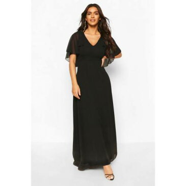 BOOHOO BOUTIQUE スリーブ ドレス 黒 ブラック 【 SLEEVE BLACK BOOHOO BOUTIQUE CHIFFON CAPE MAXI BRIDESMAID DRESS 】 レディースファッション ワンピース