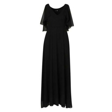 BOOHOO BOUTIQUE スリーブ ドレス 黒 ブラック 【 SLEEVE BLACK BOOHOO BOUTIQUE CHIFFON CAPE MAXI BRIDESMAID DRESS 】 レディースファッション ワンピース