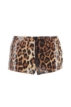 ブーフー BOOHOO 茶 ブラウン 【 BROWN BOOHOO LEOPARD SEQUIN HOT PANTS 】 レディースファッション ボトムス パンツ