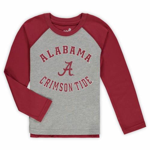 OUTERSTUFF アラバマ 男の子 女の子 子供用 エア ラグラン スリーブ Tシャツ 灰色 グレー グレイ 【 AIR RAGLAN SLEEVE GRAY OUTERSTUFF ALABAMA CRIMSON TIDE PRESCHOOL RAID LONG TSHIRT HEATHERED 】 キッズ ベビー マ