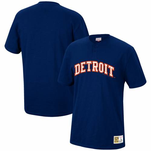 ミッチェル＆ネス MITCHELL & NESS デトロイト タイガース ヘンリー Tシャツ 紺 ネイビー & 【 NAVY MITCHELL NESS DETROIT TIGERS TWOBUTTON SLUB HENLEY TSHIRT 】 メンズファッション トップス Tシャツ