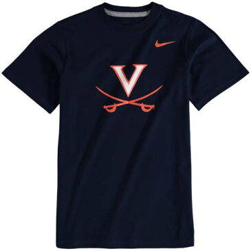 ナイキ NIKE バージニア キャバリアーズ 子供用 ロゴ Tシャツ 紺 ネイビー キッズ ベビー マタニティ トップス ジュニア 【 Virginia Cavaliers Youth Cotton Logo T-shirt - Navy 】 Navy