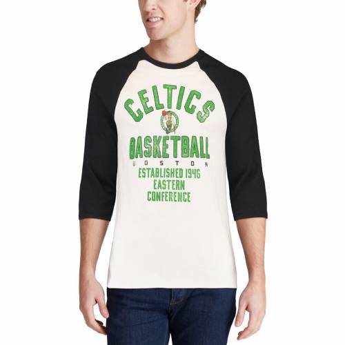 JUNK FOOD ボストン セルティックス ラグラン Tシャツ 白 ホワイト 黒 ブラック 【 WHITE BLACK JUNK FOOD BOSTON CELTICS ALLAMERICAN RAGLAN 3 4SLEEVE TSHIRT 】 メンズファッション トップス Tシャツ カットソ