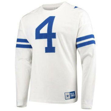 ダラスカウボーイズ DALLAS COWBOYS MERCHANDISE ダラス カウボーイズ レガシー スリーブ Tシャツ 白 ホワイト & 長袖 【 LEGACY SLEEVE WHITE MERCHANDISE DAK PRESCOTT THROWBACK NAME NUMBER TSHIRT 】 メンズファ