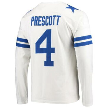 ダラスカウボーイズ DALLAS COWBOYS MERCHANDISE ダラス カウボーイズ レガシー スリーブ Tシャツ 白 ホワイト & 長袖 【 LEGACY SLEEVE WHITE MERCHANDISE DAK PRESCOTT THROWBACK NAME NUMBER TSHIRT 】 メンズファ