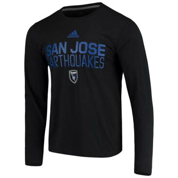 アディダス ADIDAS アースクエイクス スリーブ Tシャツ 黒色 ブラック サンノゼ 長袖 【 SLEEVE ADIDAS LOCKER STACKED TSHIRT BLACK 】 メンズファッション トップス Tシャツ カットソー