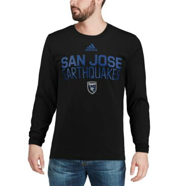 アディダス ADIDAS アースクエイクス スリーブ Tシャツ 黒色 ブラック サンノゼ 長袖 【 SLEEVE ADIDAS LOCKER STACKED TSHIRT BLACK 】 メンズファッション トップス Tシャツ カットソー
