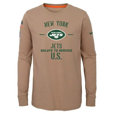 ナイキ NIKE ジェッツ 子供用 パフォーマンス スリーブ Tシャツ カーキ キッズ ベビー マタニティ トップス ジュニア 【 New York Jets Youth 2019 Salute To Service Performance Long Sleeve T-shirt - Khaki 】 K