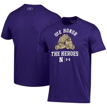 アンダーアーマー UNDER ARMOUR ノースウェスタン ワイルドキャッツ Tシャツ 紫 パープル 【 PURPLE UNDER ARMOUR MILITARY APPRECIATION HANDS CHARGED COTTON TSHIRT 】 メンズファッション トップス Tシャツ カ