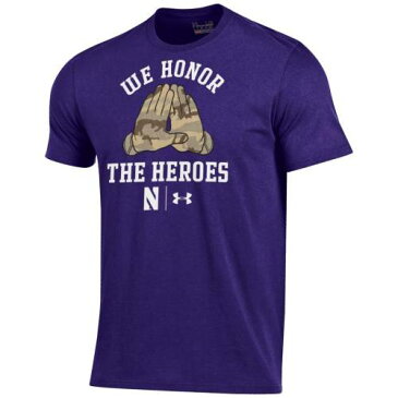 アンダーアーマー UNDER ARMOUR ノースウェスタン ワイルドキャッツ Tシャツ 紫 パープル 【 PURPLE UNDER ARMOUR MILITARY APPRECIATION HANDS CHARGED COTTON TSHIRT 】 メンズファッション トップス Tシャツ カ