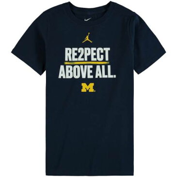 JORDAN BRAND ミシガン 子供用 ロゴ Tシャツ 紺 ネイビー キッズ ベビー マタニティ トップス ジュニア 【 Michigan Wolverines Youth Cotton Logo T-shirt - Navy 】 Navy