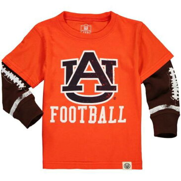 WES & WILLY タイガース 男の子 女の子 子供用 スリーブ Tシャツ 橙 オレンジ & 【 SLEEVE ORANGE WES WILLY AUBURN TIGERS PRESCHOOL FOOTBALL FOOLER LONG TSHIRT 】 キッズ ベビー マタニティ トップス Tシ