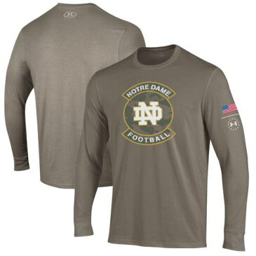 アンダーアーマー UNDER ARMOUR パフォーマンス スリーブ Tシャツ 茶色 ブラウン ノートルダム ファイティングアイリッシュ 長袖 【 SLEEVE UNDER ARMOUR MILITARY APPRECIATION PERFORMANCE TSHIRT BROWN 】 メ