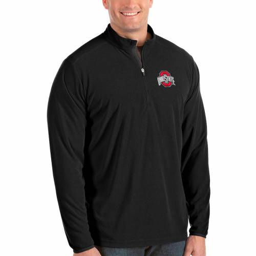アンティグア ANTIGUA オハイオ スケートボード バックアイズ ジャケット 黒色 ブラック オハイオステイト 【大きめ】 プルオーバージャケット 【 STATE ANTIGUA GLACIER QUARTERZIP BLACK 】 メンズ