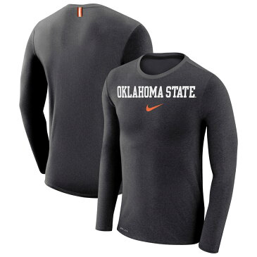 ナイキ NIKE スケートボード カウボーイズ スリーブ パフォーマンス Tシャツ 【 STATE SLEEVE OKLAHOMA COWBOYS MARLED WORDMARK LONG PERFORMANCE TSHIRT HEATHERED BLACK 】 メンズファッション トップス カットソ