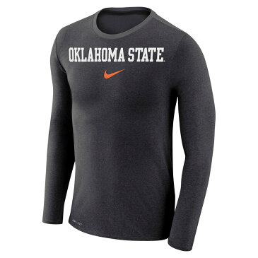 ナイキ NIKE スケートボード カウボーイズ スリーブ パフォーマンス Tシャツ 【 STATE SLEEVE OKLAHOMA COWBOYS MARLED WORDMARK LONG PERFORMANCE TSHIRT HEATHERED BLACK 】 メンズファッション トップス カットソ