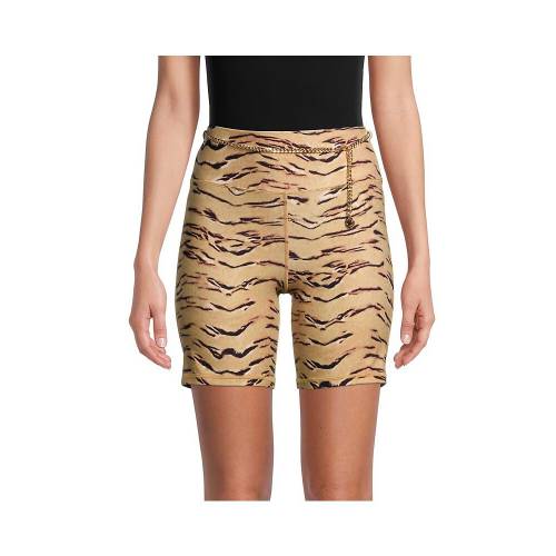 ショーツ ハーフパンツ レディース 【 WEWOREWHAT CHAIN ANIMALPRINT BIKE SHORTS TAN 】