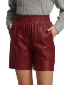 ゲストゥース レザー ショーツ ハーフパンツ 赤 レッド レディース 【 RED GESTUZ LILJAGZ HIGHWAIST LEATHER SHORTS RHUBARB 】