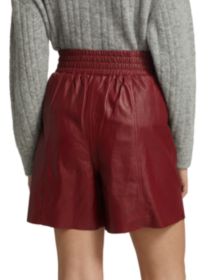 ゲストゥース レザー ショーツ ハーフパンツ 赤 レッド レディース 【 RED GESTUZ LILJAGZ HIGHWAIST LEATHER SHORTS RHUBARB 】