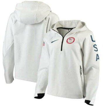 ナイキ NIKE チーム レディース テック フリース パフォーマンス 白 ホワイト WOMEN'S 【 TEAM WHITE NIKE USA TECH FLEECE PERFORMANCE QUARTERZIP PULLOVER HOODIE 】 レディースファッション トップス パーカー