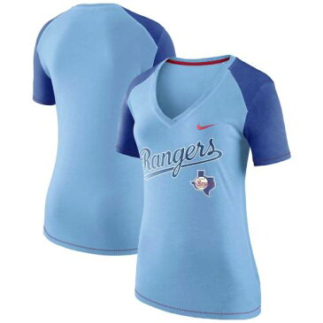 ナイキ NIKE テキサス レンジャーズ レディース Tシャツ 青 ブルー WOMEN'S 【 BLUE NIKE TEXAS RANGERS V FAN TSHIRT LIGHT 】 レディースファッション トップス Tシャツ カットソー