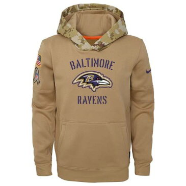 ナイキ NIKE ボルティモア レイブンズ 子供用 サーマ カーキ 【 NIKE BALTIMORE RAVENS YOUTH 2019 SALUTE TO SERVICE THERMA PULLOVER HOODIE KHAKI 】 キッズ ベビー マタニティ トップス