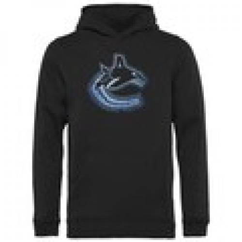 FANATICS BRANDED 子供用 黒 ブラック 【 BLACK FANATICS BRANDED VANCOUVER CANUCKS YOUTH POND HOCKEY PULLOVER HOODIE 】 キッズ ベビー マタニティ トップス