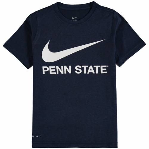 ナイキ NIKE スケートボード ライオンズ 子供用 スウッシュ スウォッシュ チーム パフォーマンス Tシャツ 紺 ネイビー 【 STATE SWOOSH TEAM NAVY NIKE PENN NITTANY LIONS YOUTH BIG PERFORMANCE TSHIRT 】 キッ