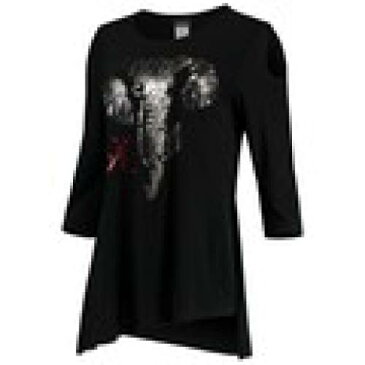 P. MICHAEL, INC. アラバマ クリムゾン レディース ロゴ 黒色 ブラック P. MICHAEL, INC. クリムゾンタイド WOMEN'S 【 GLOSSY LOGO COLD SHOULDER 3 4SLEEVE SHIRT BLACK 】 レディースファッション トップス Tシャ