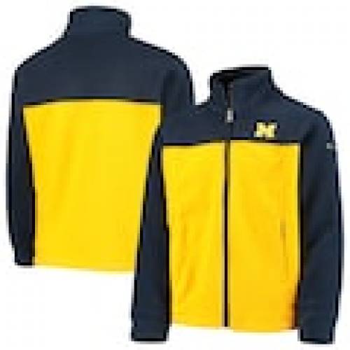 コロンビア COLUMBIA ミシガン ウルヴァリンズ 子供用 フリース フルジップ ジャケット 紺色 ネイビー 【 COLUMBIA YOUTH FLANKER II FLEECE FULLZIP JACKET NAVY MAIZE 】 キッズ ベビー マタニティ コート