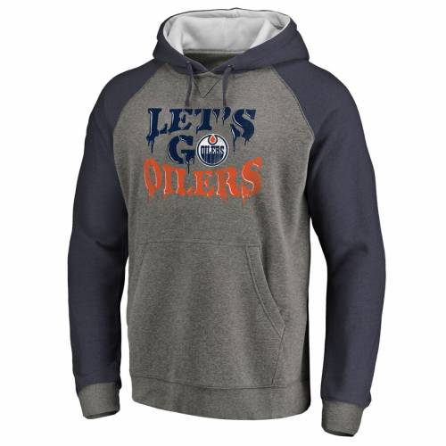 FANATICS BRANDED コレクション ラグラン 【 RAGLAN EDMONTON OILERS HOMETOWN COLLECTION TRIBLEND HOODIE HEATHERED GRAY 】 メンズファッション トップス パーカー 送料無料