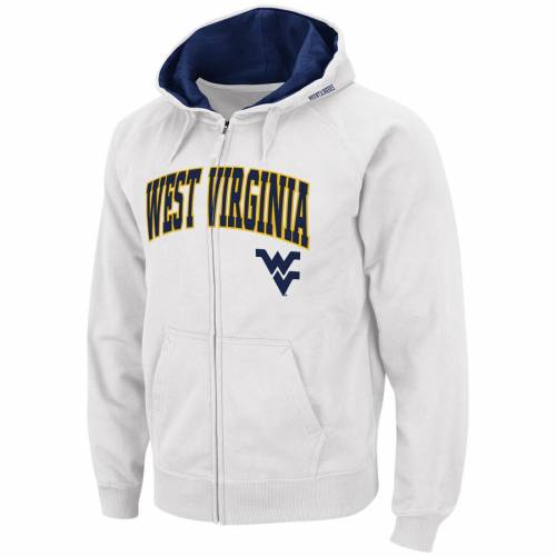 COLOSSEUM バージニア ロゴ 白 ホワイト & 【 WHITE COLOSSEUM WEST VIRGINIA MOUNTAINEERS ARCH LOGO TACKLE TWILL FULLZIP HOODIE 】 メンズファッション トップス パーカー