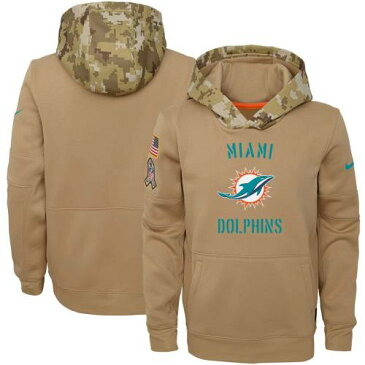 ナイキ NIKE マイアミ ドルフィンズ 子供用 サーマ カーキ キッズ ベビー マタニティ トップス ジュニア 【 Miami Dolphins Youth 2019 Salute To Service Therma Pullover Hoodie - Khaki 】 Khaki