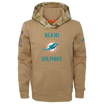 ナイキ NIKE マイアミ ドルフィンズ 子供用 サーマ カーキ キッズ ベビー マタニティ トップス ジュニア 【 Miami Dolphins Youth 2019 Salute To Service Therma Pullover Hoodie - Khaki 】 Khaki