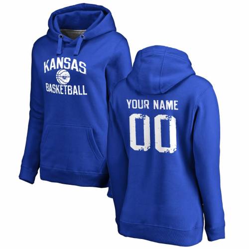 FANATICS BRANDED カンザス レディース バスケットボール レディースファッション トップス パーカー 【 [customized Item] Kansas Jayhawks Womens Personalized Distressed Basketball Pullover Hoodie - Royal 】 Royal