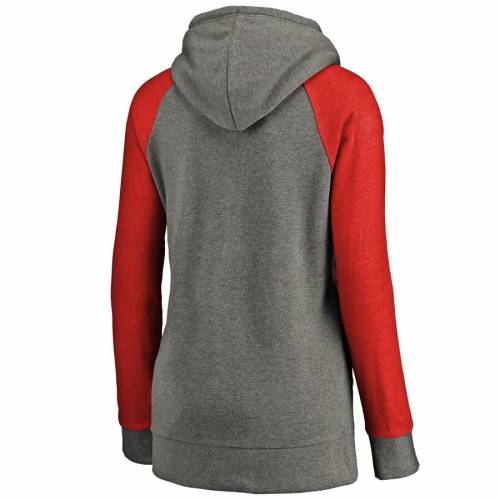 FANATICS BRANDED メンフィス レディース ラグラン WOMEN'S 【 RAGLAN MEMPHIS HUSTLE DISTRESSED PRIMARY TRIBLEND PULLOVER HOODIE HEATHERED GRAY 】 レディースファッション トップス パーカー 送料無料