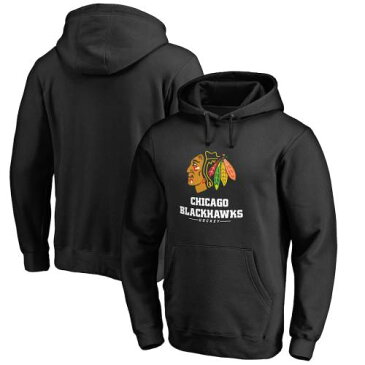 FANATICS BRANDED シカゴ チーム 黒 ブラック & 【 TEAM BLACK FANATICS BRANDED CHICAGO BLACKHAWKS BIG TALL LOCKUP PULLOVER HOODIE 】 メンズファッション トップス パーカー