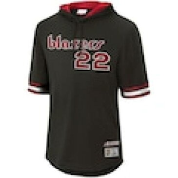 ミッチェル&ネス MITCHELL & NESS クライド ポートランド スリーブ フーディー パーカー 黒色 ブラック & トレイルブレイザーズ 半袖 – メンズ 【 SLEEVE MITCHELL NESS CLYDE DREXLER MESH HARDWO