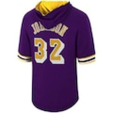 ミッチェル&ネス MITCHELL & NESS マジック ジョンソン レイカーズ スリーブ フーディー パーカー 紫 パープル & ロサンゼルス 半袖 – メンズ 【 LAKERS SLEEVE PURPLE MITCHELL NESS MAGIC JOHNSON