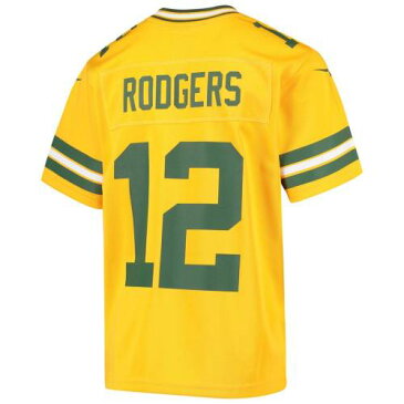 ナイキ NIKE 緑 グリーン パッカーズ 子供用 ゲーム ジャージ スポーツ アウトドア アメリカンフットボール ジュニア キッズ 【 Aaron Rodgers Green Bay Packers Youth Inverted Game Jersey - Gold 】 Gold