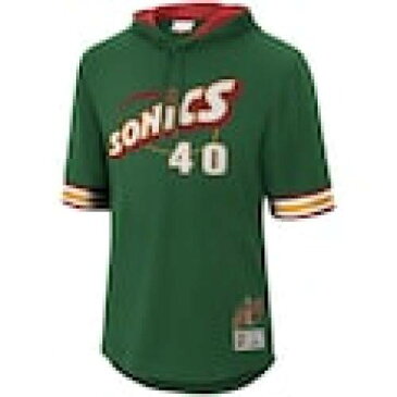 ミッチェル&ネス MITCHELL & NESS シアトル スリーブ フーディー パーカー 緑 グリーン & 半袖 – メンズ 【 SLEEVE GREEN MITCHELL NESS SHAWN KEMP SEATTLE SUPERSONICS MESH HARDWOOD CLASSICS NAME NUMBER HOODIE