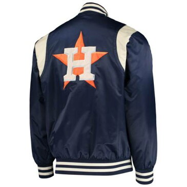 スターター STARTER ヒューストン アストロズ ビンテージ ヴィンテージ サテン ジャケット 紺 ネイビー クリーム 【 VINTAGE NAVY STARTER HOUSTON ASTROS VARSITY SATIN FULLSNAP JACKET CREAM 】 メンズファッ