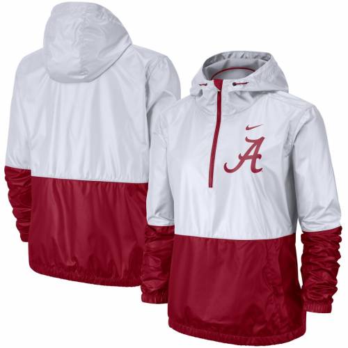 ナイキ NIKE アラバマ レディース 白 ホワイト WOMEN'S 【 WHITE NIKE ALABAMA CRIMSON TIDE ANORAK HALFZIP JACKET 】