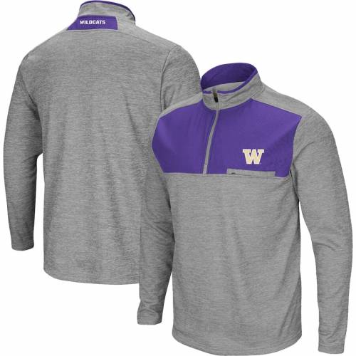 COLOSSEUM ワシントン ハスキーズ フリース ジャケット 灰色 グレー グレイ 【 GRAY COLOSSEUM WASHINGTON HUSKIES ALLIGATORS ARE ORNERY 1 4ZIP FLEECE JACKET HEATHERED 】 メンズファッション コート ジャケット