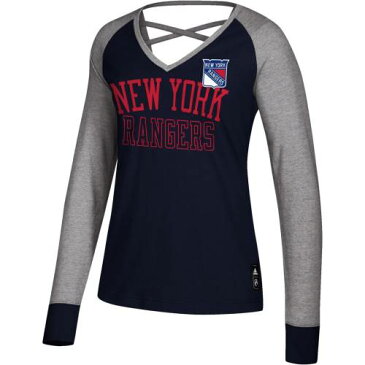 アディダス レンジャース レディース スリーブ Tシャツ 青色 ブルー ニューヨーク WOMEN'S 長袖 【 SLEEVE ADIDAS CONTRAST TSHIRT BLUE 】